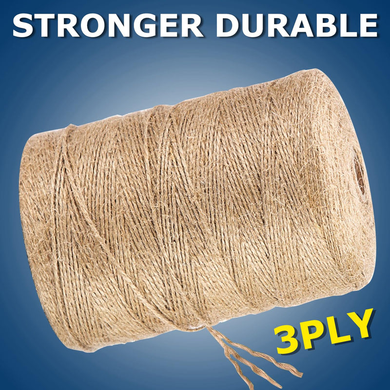 Vanhench 805FT Natural Jute Twine String, Bulk Hemp Jute Rope Cord Twine for Crafts Gardening, Gift Wrapping, Wedding Décor, Packing Material Burlap Ribbon, Christmas Knitting Macrame Decoration Brown 2mmX805ft (246m)