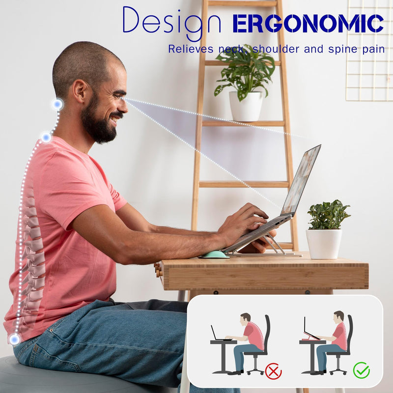 Adjustable Laptop Stand for Desk Aluminium Alloy Laptop Riser with 6-Angle Adjustment Foldable Computer Holder for 10-16" Laptop Silver-001