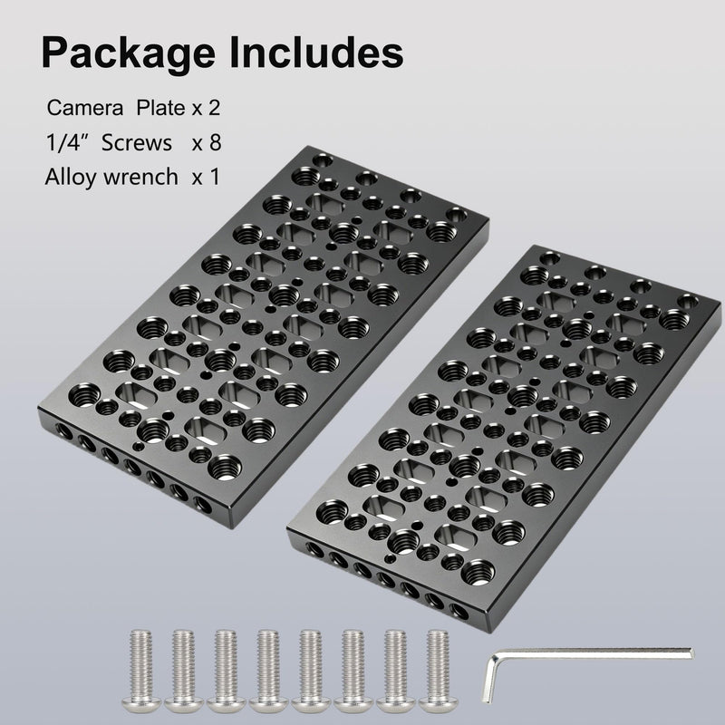 2 Pack Camera Cheese Plate with 1/4 & 3/8 Threads | Aluminum Material,Cheese Mounting Plate for Rods,Batteries,Converter Boxes and Various Other Camera Accessories Pack of 2