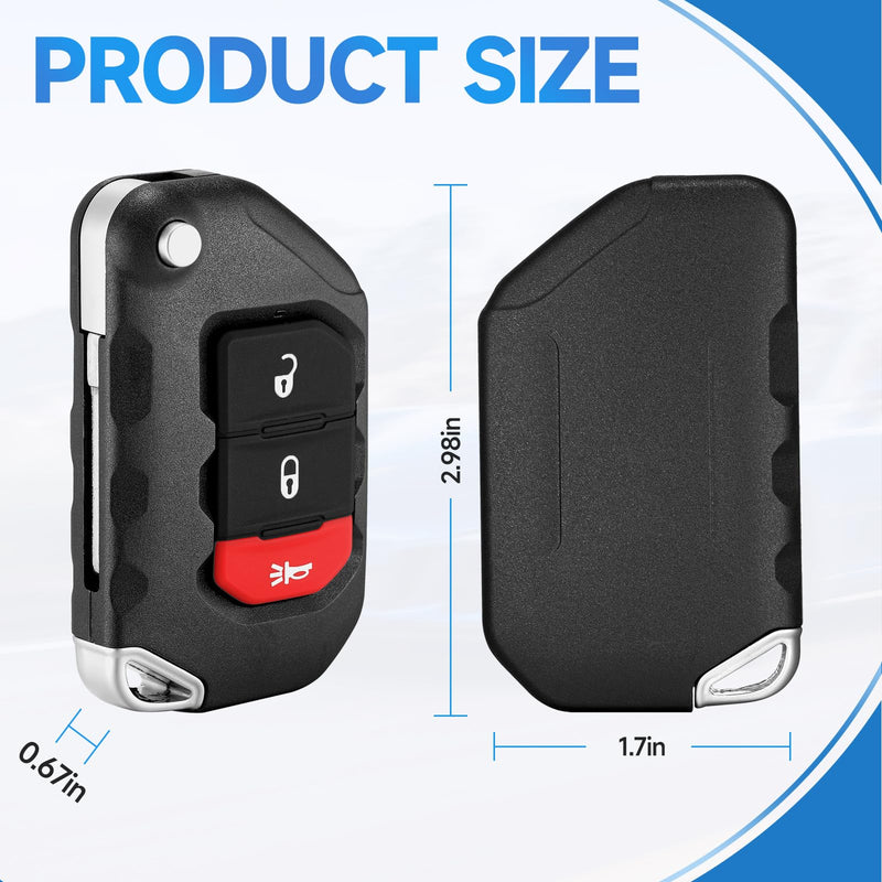 Smart Key Fob Replacement Remote fits for Jeep Wrangler 2018 2019 2020 2021 2022 2023 2024 2025 Smart Car Keyless Entry Remote OHT1130261 433Mhz 4A