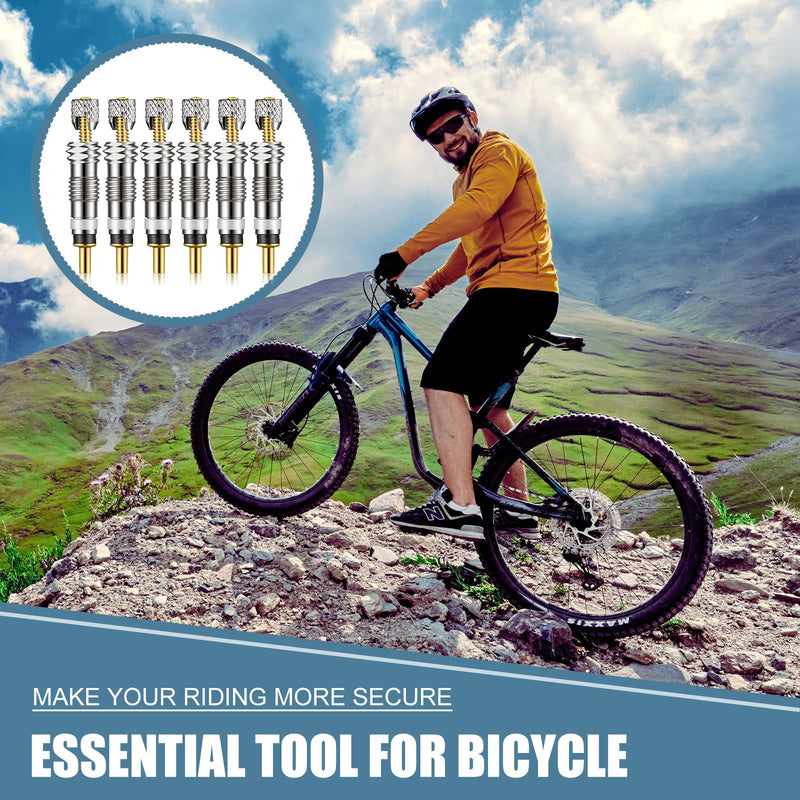 100pcs Presta Valve Core Bike Replacement Brass Tubeless Core Alloy Valve Core Remover Tool for Tubeless Road MTB Bike Compatible with Vittoria Stan's Continental Kenda 100