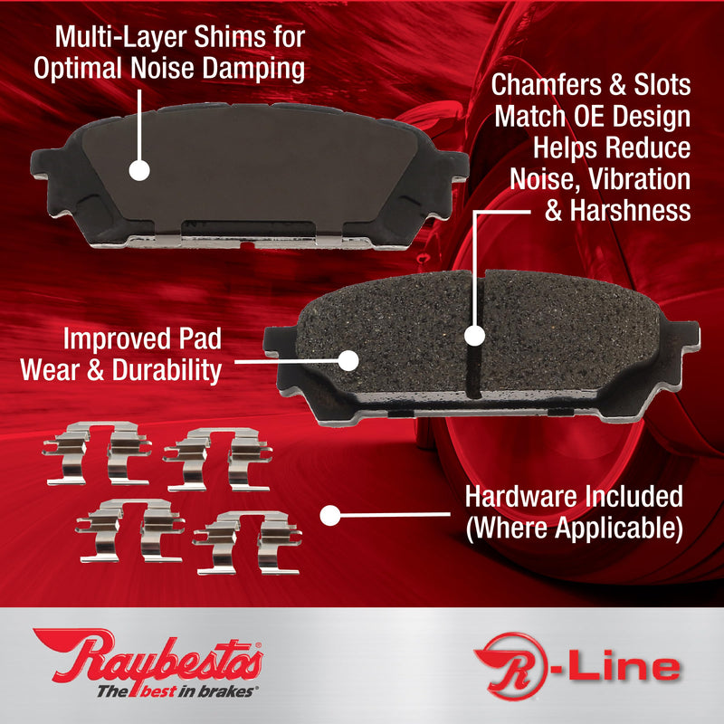 Raybestos R-Line Automotive Replacement Rear Ceramic Brake Pad Set for Select Nissan Altima, Rogue, Sentra, Murano, Maxima, Pathfinder, Z Model Years (MGD905CH)