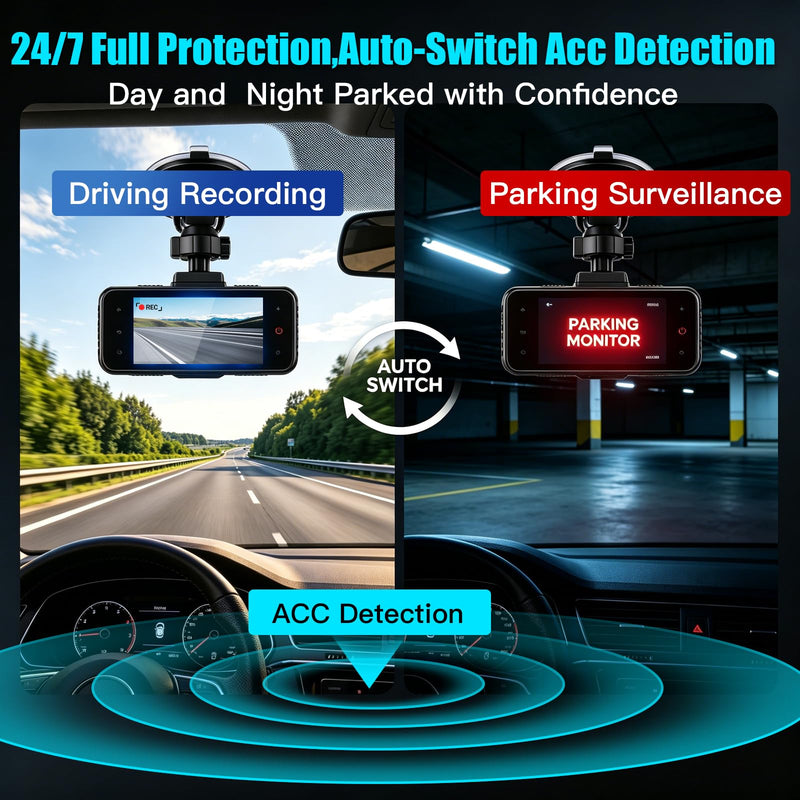 USB-C Dash Cam Hardwire Kit with Acc Detection, LED Display, 4-Level Adjustable Low Volt Protection(11.6V/23.4V Auto-Cutoff), 12V-24V to 5V/3A Adapter, 3-Lead Cable for Recorder 24/7 Parking Mode