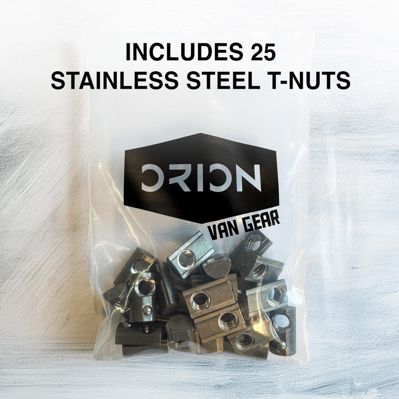 10 Series 1/4"-20 Stainless Steel Self Aligning Roll-in T-Nuts with Ball Spring (25-Pack) – 8020-Compatible T Slot Hardware for Aluminum Extrusion