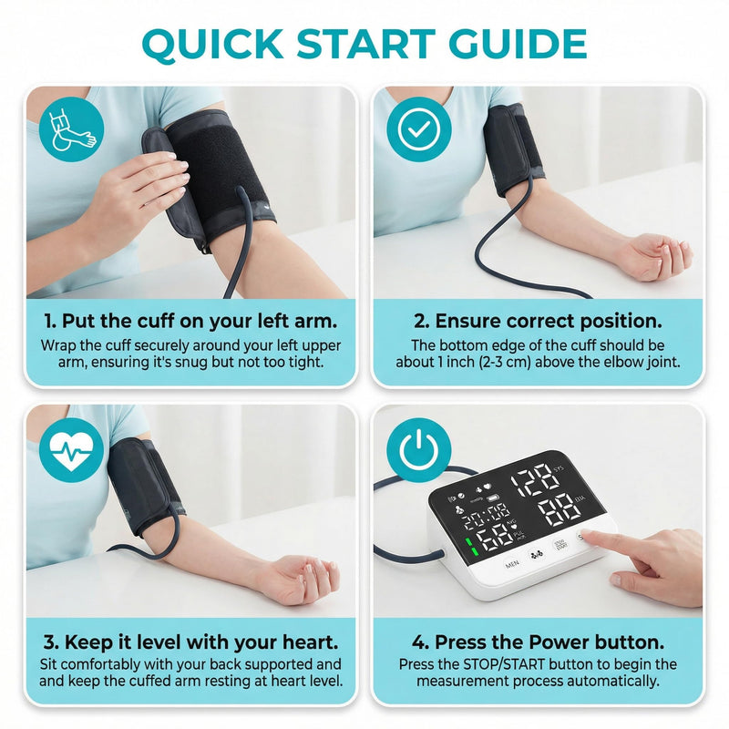 Rechargeable Blood Pressure Monitor Upper Arm, Electric Tensiometer, BP Machine, 22-32 CM Adjustable Cuff, Irregular-Heart-Beat Alert, Automatic Digital Sphygmomanometer for Home Use