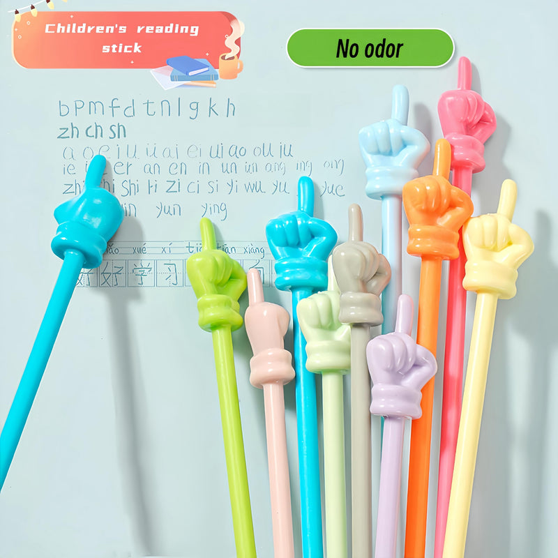 10PCS Children Finger Reading Stick,Teacher Pointer Finger Stick for Classroom, Point Reading Pen,Kindergarten Student Teacher Teaching Reading Finger Shape Mini Pointer Stick (Macaroon) B-Macaron