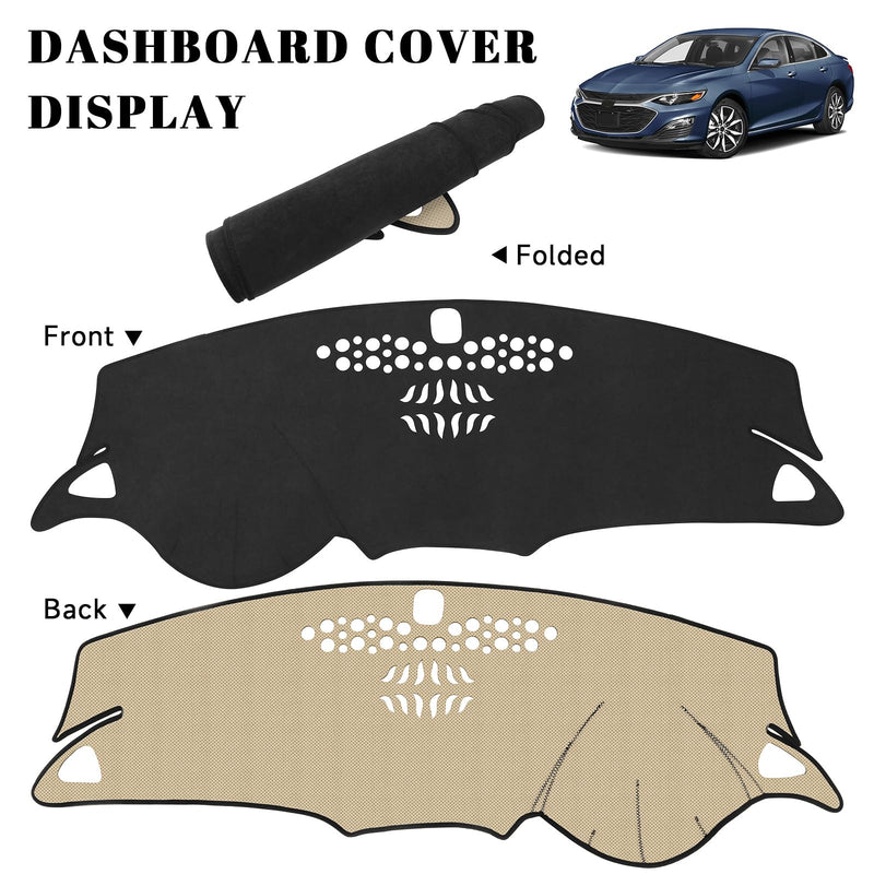 Black Dashboard Dash Board Cover Mat Carpet for Chevy Malibu 2016-2025 Accessories Dash Cover Flannel Material Dash Mat Sunshade for Chevy 2016-2025 Malibu