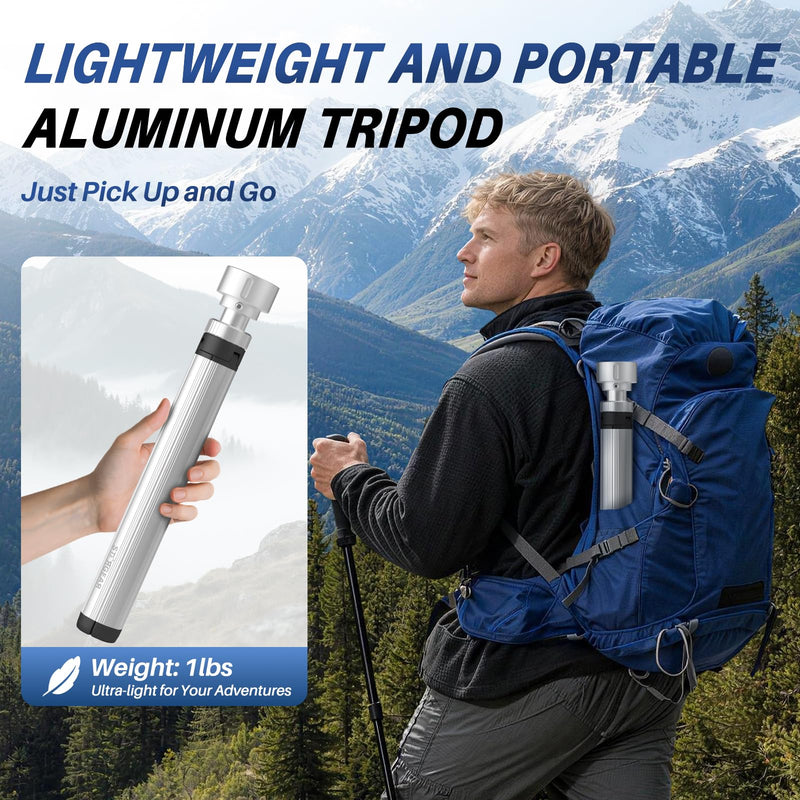 Starlink Mini Tripod Mount, All Aluminum Portable Starlink Mini Mount, Stable Tripod Stand Compatible with SL Mini/V5 Pipe Mount Adapters, Starlink Mini Kit for RV Travel Camping Boat Silver