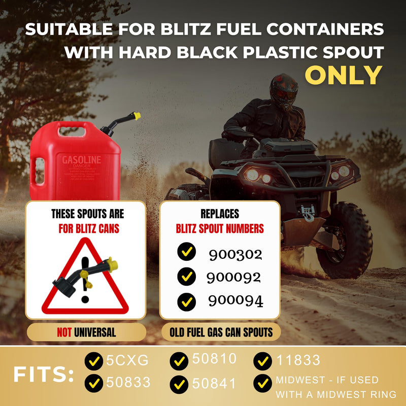Mr Yellow Cap Gas Can Spout Replacement Old Style For 𝐎𝐥𝐝 𝐒𝐭𝐲𝐥𝐞 𝐁𝐥𝐢𝐭𝐳 𝐂𝐨𝐧𝐭𝐚𝐢𝐧𝐞𝐫𝐬 𝐎𝐍𝐋𝐘 - 2 Gas Can Nozzle Replacement, 2 Gas Caps & 2 Thread Rings, Fuel Can Spout Replacement, Gas Tank Nozzle 2-Pack Spouts Kit