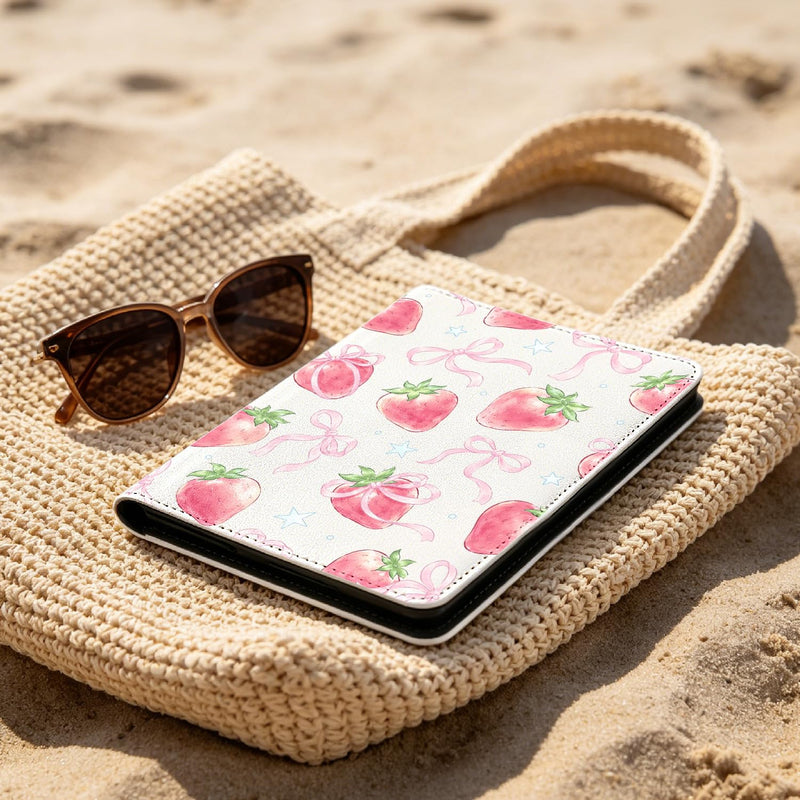 Cute Strawberry Case for 7" Kindle Paperwhite 12th Gen | with Hand Strap|Slim Foldable Stand|PU Protective Cover Case|with Auto Wake/Sleep|for Women Girls Strawberry A/White 7"KPW 12th Gen 2024