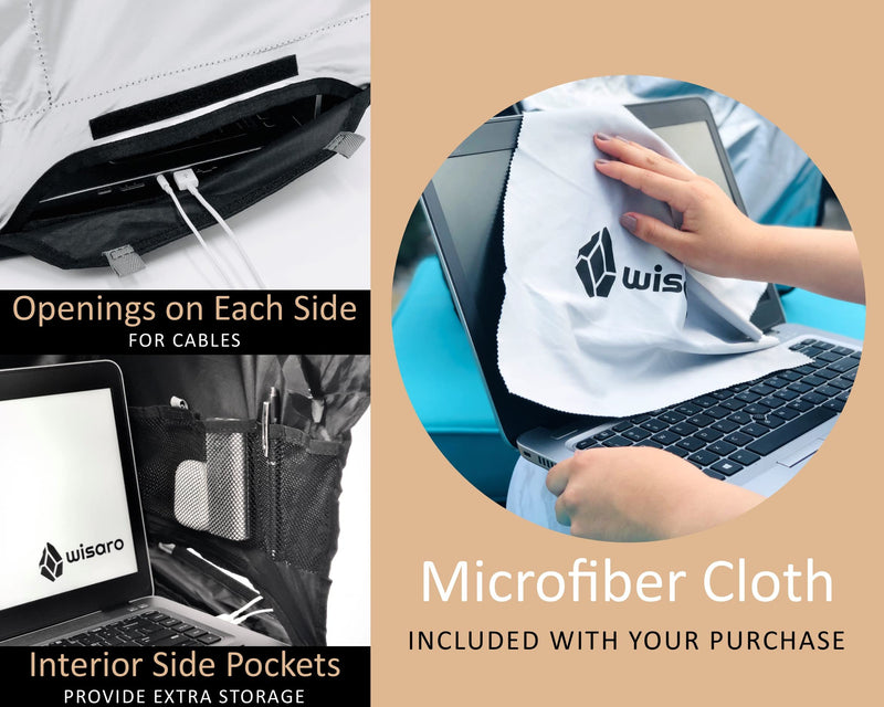 WISARO | New Laptop Sun Shade – Work from Anywhere, Anti-Glare, Lightweight, Fits up to 17" Device, Foldable & Portable Shield Cover, Privacy Hood - Complete with Microfiber Screen Cleaning Cloth