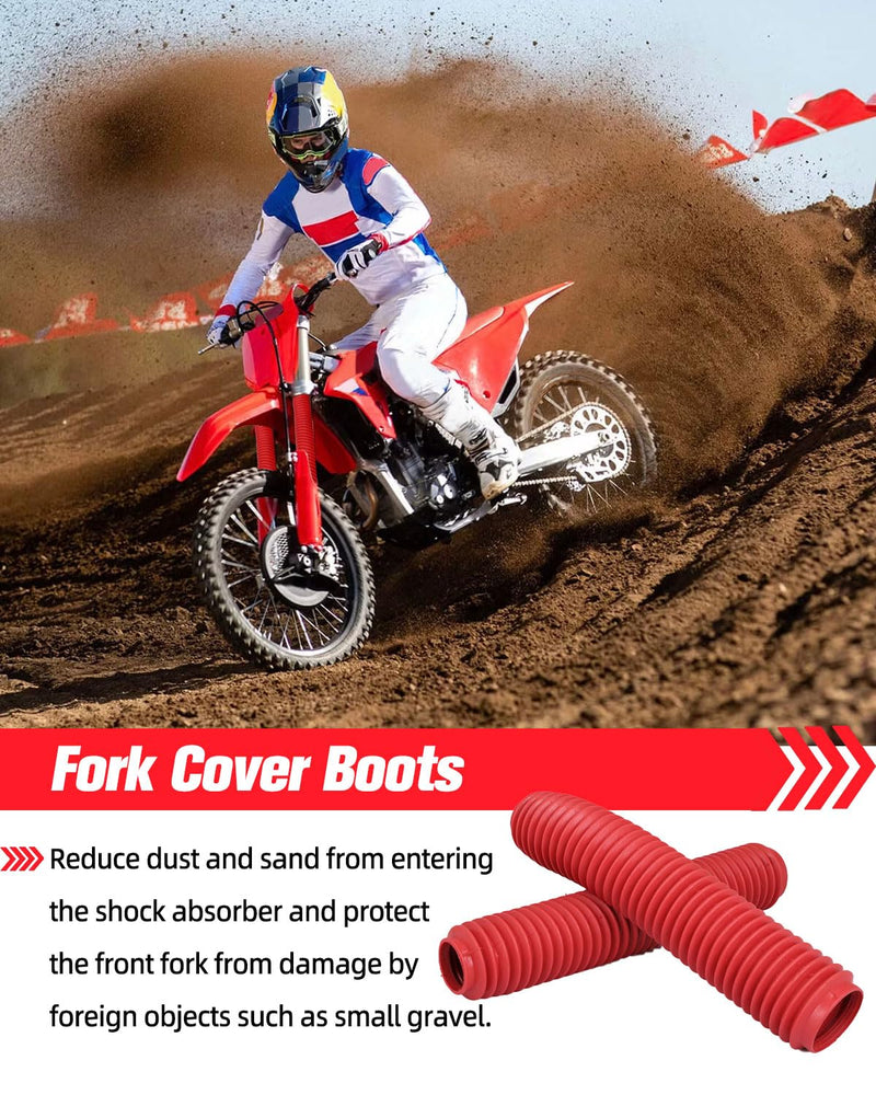 Motorcycle Fork Cover Boots Universal Front Shock Tube Absorber Guard Dust Boots For Most Dirt Pit Bike, RUBY RED Universal Front Fork Cover