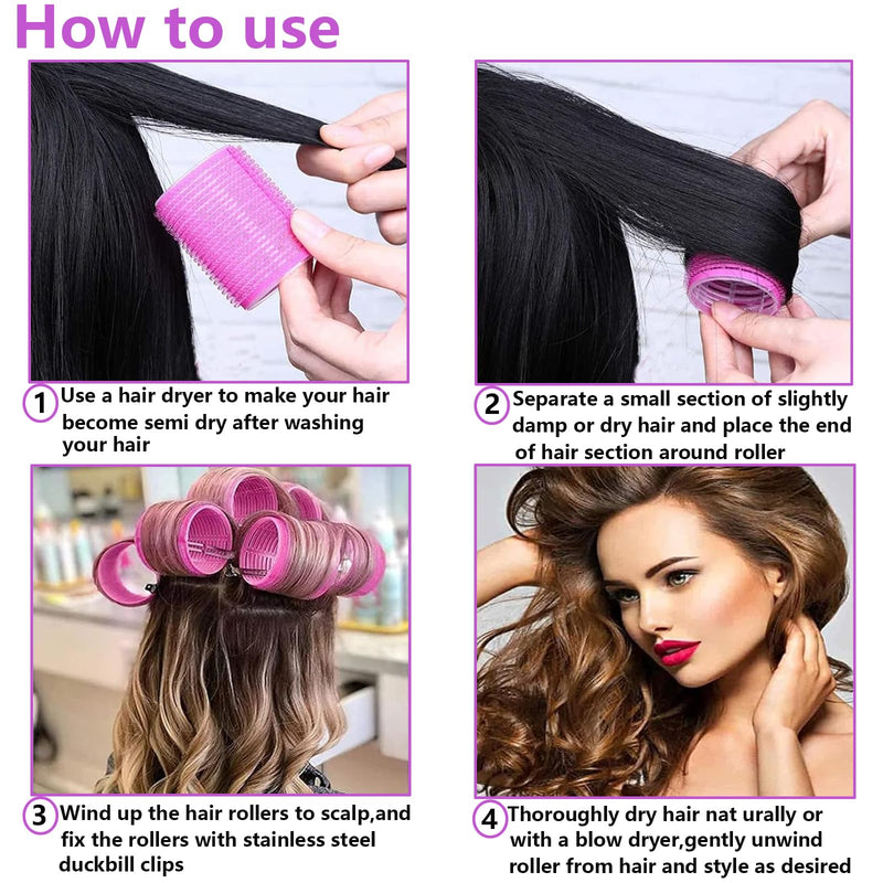  [AUSTRALIA] - 24PCS Hair Rollers Set,Hair Rollers with Clips,Rollers for Hair Volume 3 Sizes (60/45/36mm) with 12 Clips,for Hair for Large Long,Medium,Short,Thick & Fine for Volume,Lift & DIY Styling