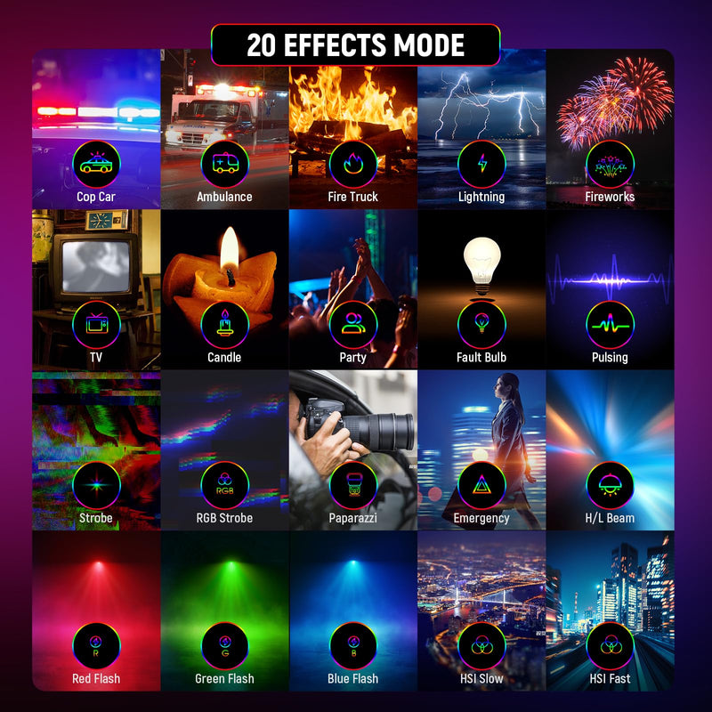 NEEWER Magnetic RGB Video Light, 2 Pack 360° Full Color RGB61 LED Camera Light with 3 Cold Shoe Mounts/CRI 97+/20 Scene Modes/2500K-8500K/2000mAh Rechargeable Portable Photography Selfie Lighting
