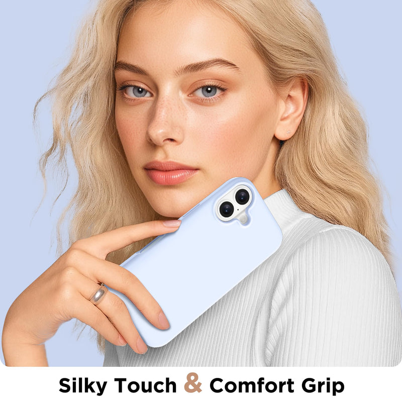 GolbinBox for iPhone 17 Case, Compatible with MagSafe, Baby Blue | Screen Protector + Camera Lens Protector, Liquid Silicone, Shockproof Phone Cover with Anti-Scratch Microfiber Lining For Iphone 17 (6.3 Inch, 2 Lens)
