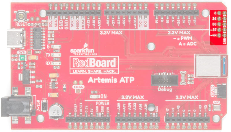 SparkFun RedBoard Artemis ATP - Machine Learning Development Board Includes 1 megabyte Flash USB-C Qwiic I2C MEMS Microphone Compatible with Arduino IDE Platform Run TenserFlow Models Mega Footprint