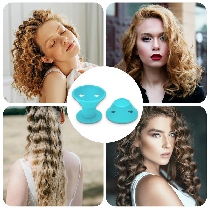  [AUSTRALIA] - Silicone Hair Rollers Heat-Free Styling, 40 Pack (20 Large + 20 Small) with Hairnet in PVC Bag, Safe Hairdressing Tool for Women and Girls(light blue) Light blue