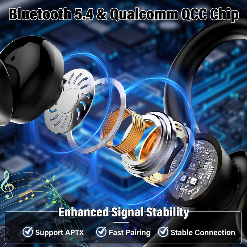 Atheewon Bluetooth Headset V5.4, Wireless Bluetooth Earpiece with Dual Mic Noise Cancelling, 115H Playtime Computer Headset Hand Free Headphones for Trucker, Driver, Home, Work, Business Black