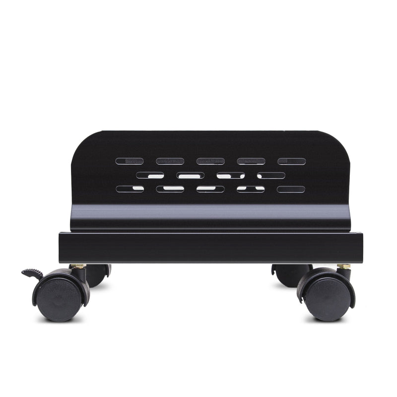 Slim Computer PC or UPS Metal Floor Stand with Adjustable Width and Locking Caster Wheels Alum Slim Black
