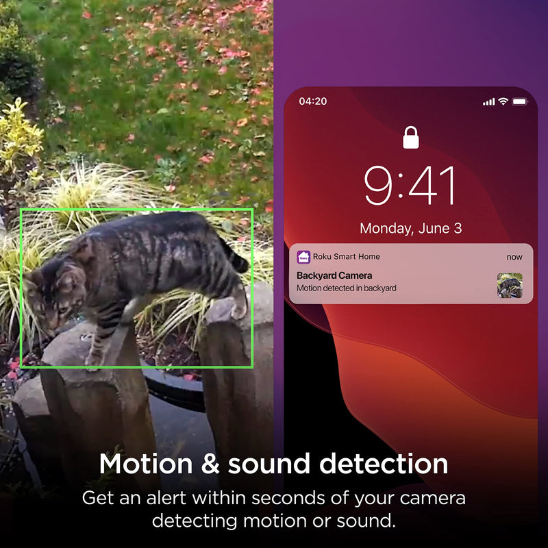 Roku CW2000R Smart Home Outdoor Wired Camera SE Security Camera w/Motion & Sound Detection