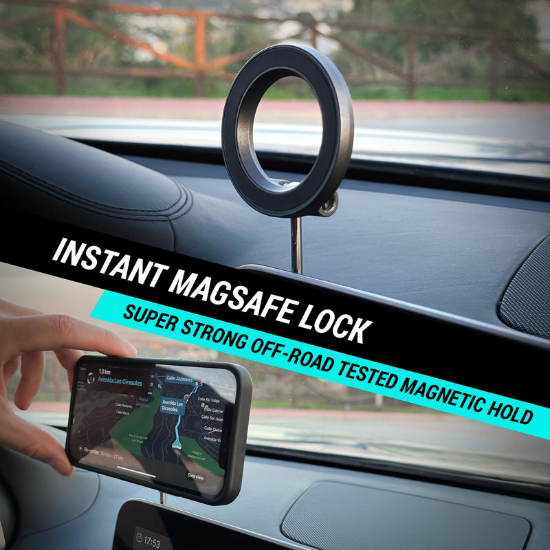 CARMOUNT Adjustable Magnetic Car Mount | Dashboard Phone Holder, 360° Rotation & Tilt, Universal & MagSafe Options (MagSafe Adjustable) MagSafe Adjustable