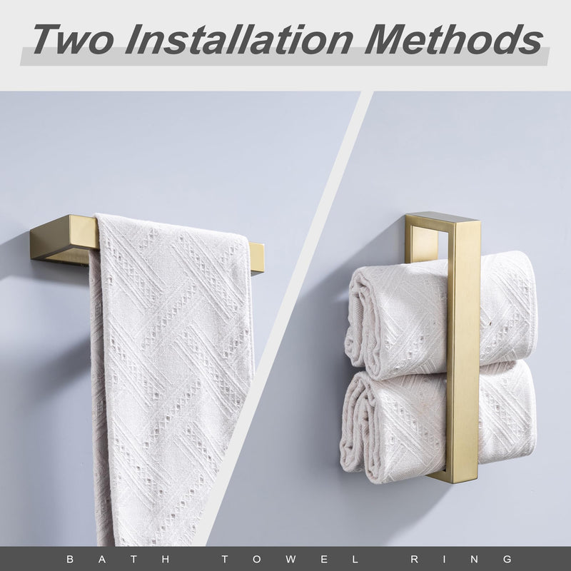 Towel Bar, 9 Inch Hand Towel Holder Wall Mount, Towel Racks for Bathroom Accessories, Stainless Steel Towel Ring Hardware (Brushed Gold, 1 Pack) Brushed Gold