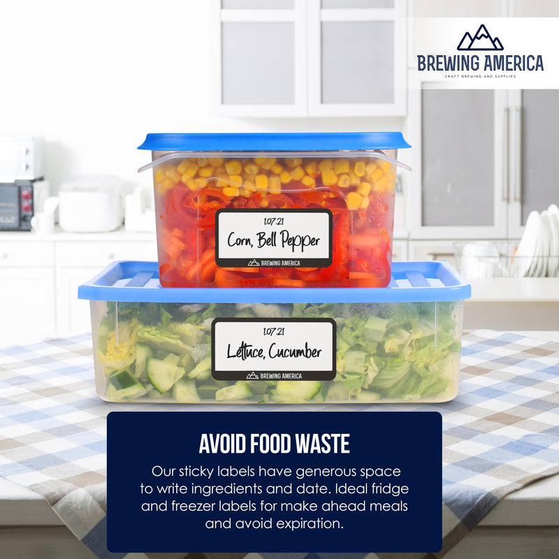 Dissolvable Food Labels for Food Containers - Made in USA - Great for Food Prep, Pantry, Canning, Freezer, Mason Jar Storage, Bottles and Rotation– No Scrubbing, No Residue - Black