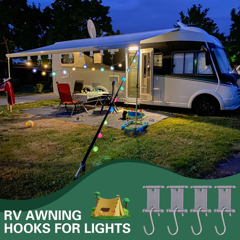 14 Pcs Rv Awning Hooks for Piping Rail 5/6 mm 7/8 mm Double Sided Rv Awning Light Clips Camper Light Holders for Camping Tent Indoor and Outdoor Supplies 14
