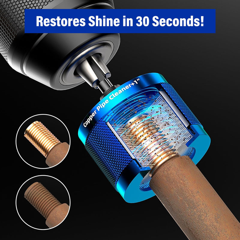BURMONG Copper Pipe Cleaner Drill 3 Pcs Set (1/2" 3/4" 1") - Metal Tube Cleaning Brushes for Power - Professional Plumbing Tools for Copper Pipes & Tubes - Heavy-Duty Drill Attachment for Plumbers