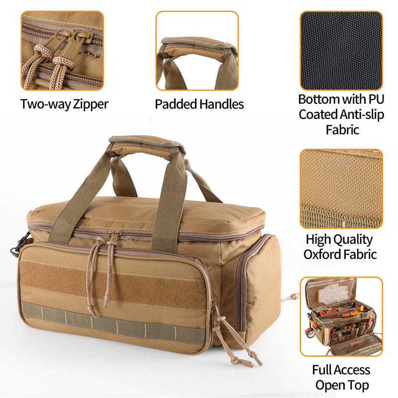 16-Inch Tool Bag with 16 Packets,Tools Bag for Men with Anti-friction Bottom,Tactical Range Bag,Electrician Tool Bag Organizer,Mechanics Tool Storage Bag for Repairman,Carpenters,Handyman,Khaki