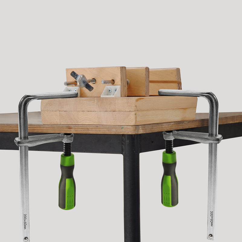 T-Track Hold Down Clamps for Woodworking, Quick Screw Guide Rail Clamp, 8' Capacity x 2-3/8' Throat Depth, 530 lbs Clamping Force, Green, 2 Pack