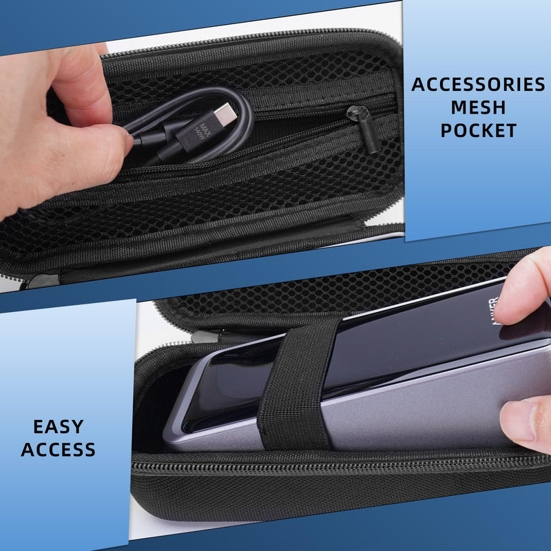 Case for Anker Prime 26,250mAh(300W)/27650/25000/20100/24000mAh(737),Black | Protective Carrying Bag, Shockproof EVA Shell, Zipper Accessory Pocket, Dust Resistant, Compact Portable, Ideal For Travel & All-Black