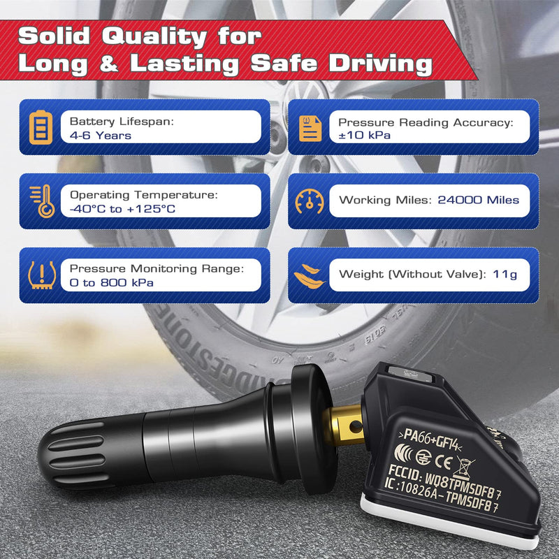 Autel TPMS MX Sensor 315MHz 433MHz Dual Frequency 1-Sensor, OEM Quality Universal Tire Sensors, 100% Programmable with Autel TS408S TS501 TS508 TS508WF MK808S-TS MS906TS (1PCS Press-in Rubber Valve)