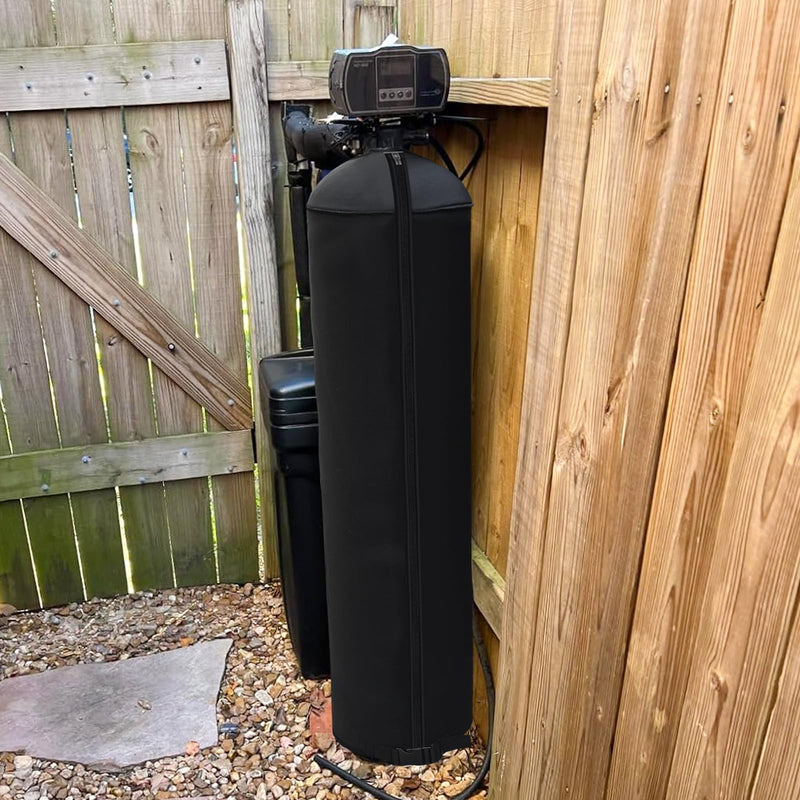8x44 Inch Water Softener Tank Jacket - Insulated 3.5mm Neoprene Slip Sleeve to Prevent Sweating, Heavy-Duty Outdoor Water Softener Cover,Black Black 8''D x 44''H