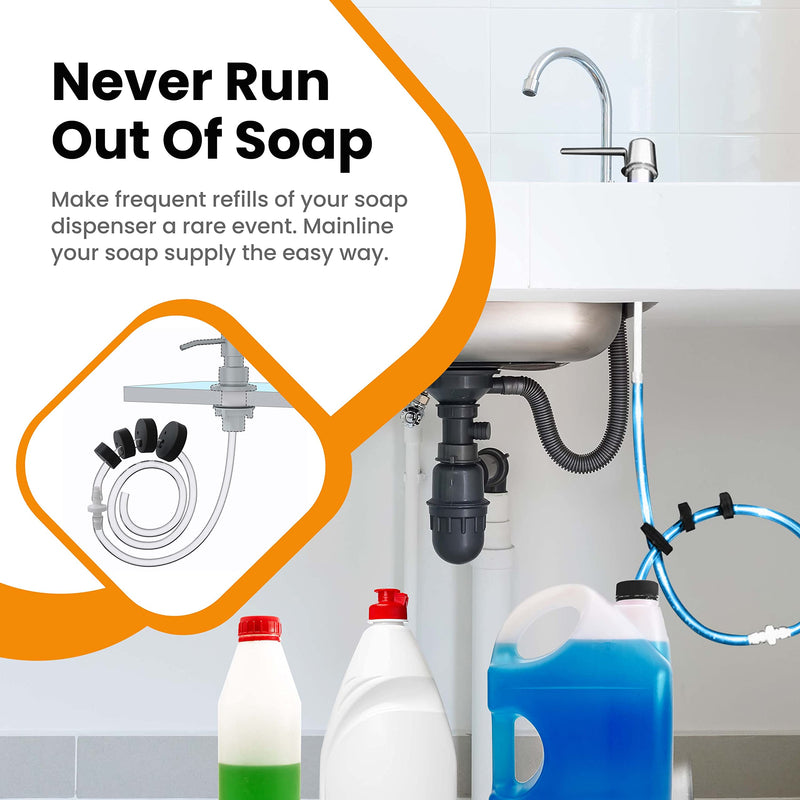 The Original Soap Dispenser Conversion Kit - Made in The USA - Kitchen Sink Extension Tube Kit - Never Fill The Little Bottle Again!