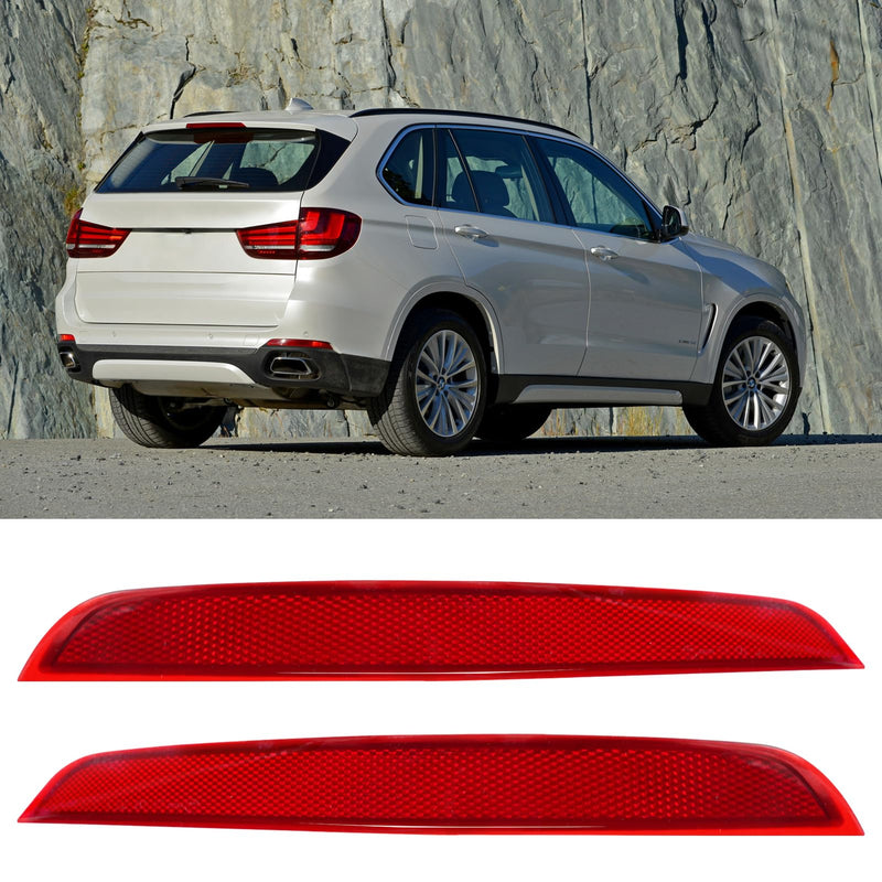  [AUSTRALIA] - Jaronx Compatible with BMW Rear Bumper Reflector for X5 F15 2014-2018, Left & Right Rear Bumper Red Marker Lights Lens Trim, Tail Reflector Light Replacement for BMW 63147290091 63147290092