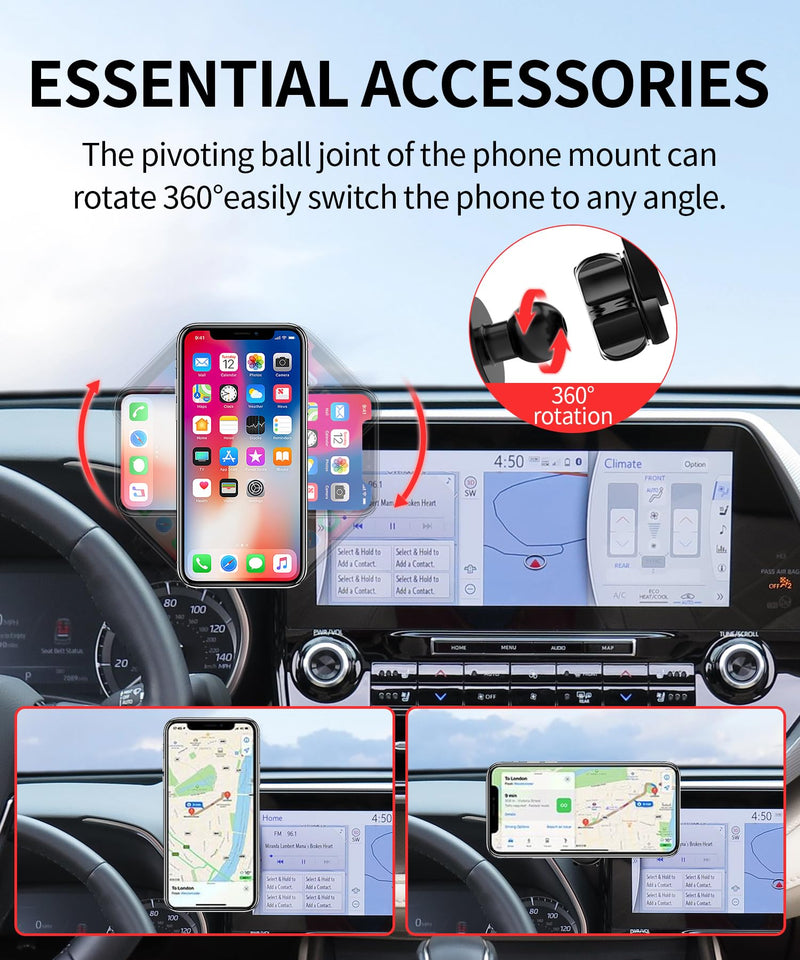 Car Phone Holder for Toyota Highlander 2020-2026 Magsafe Mount Accessories | 8/12.3" screen, Magnetic Cell Phone Mount Clip Compatible with iPhone, 3D fit Stable Dashboard Navigation Bracket Stand 8/12.3-inch for 20-26 Highlander