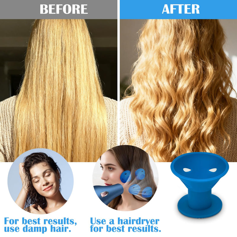 Silicone Hair Rollers Heat-Free Styling, 40 Pack (20 Large + 20 Small) with Hairnet in PVC Bag, Safe Hairdressing Tool for Women and Girls(Dark blue)