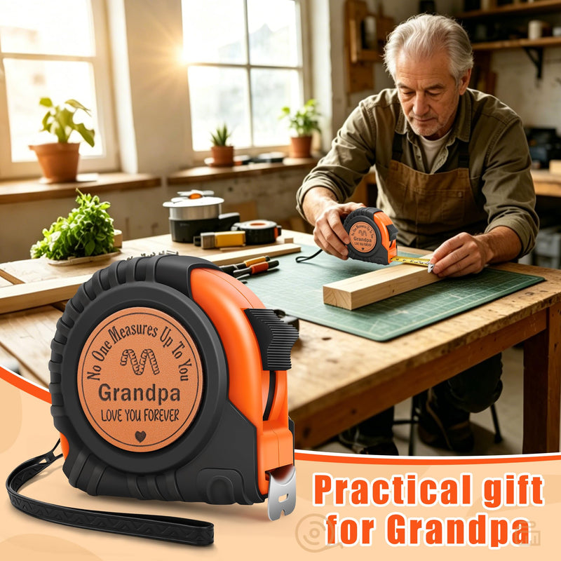 Grandpa Gifts for Papa from Grandkids Birthday Gifts for Grandfather Granddad from Granddaughter Grandson, Christmas White Elephant Grandparents Day Gift Genuine Leather Engraved 25 FT Tape Measure