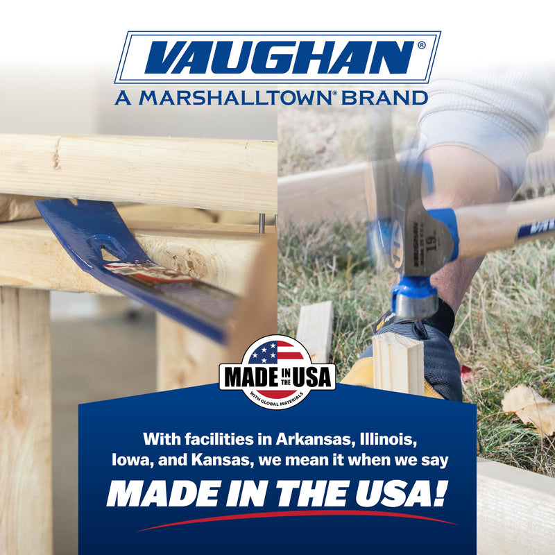 VAUGHAN Steel Eagle Curved Claw Hammer, Assembled in USA, Shock Block, 22 oz, R404ML, VN10120