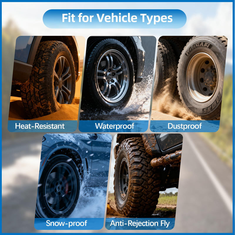 Tire Pressure Monitoring System TPMS, Solar Charge Tire Pressure Monitor with 4 External Sensors & 6 Alarm Modes, 0-99 PSI, Real-time Wireless TPMS for Car Sedan SUV Pickup - with 4 Tire Valve Caps 4 Sensors