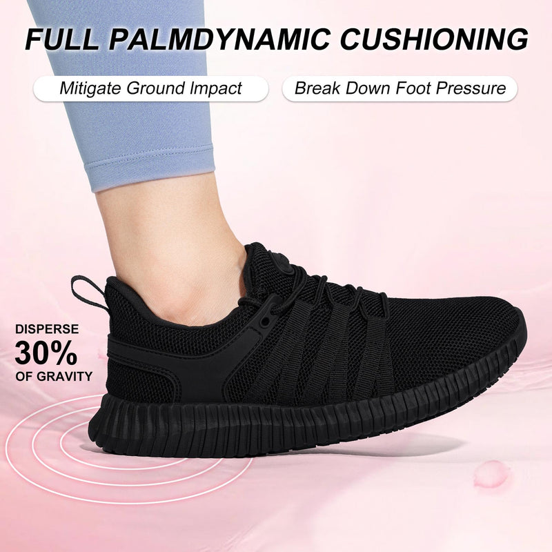 Slip On Sneakers Women Non Slip Work Shoes Water Resistant Comfortable Black Slip Resistant Breathable Lightweight Walking Shoe Zapatos Antideslizantes para Mujer, Black 8 Night Forest