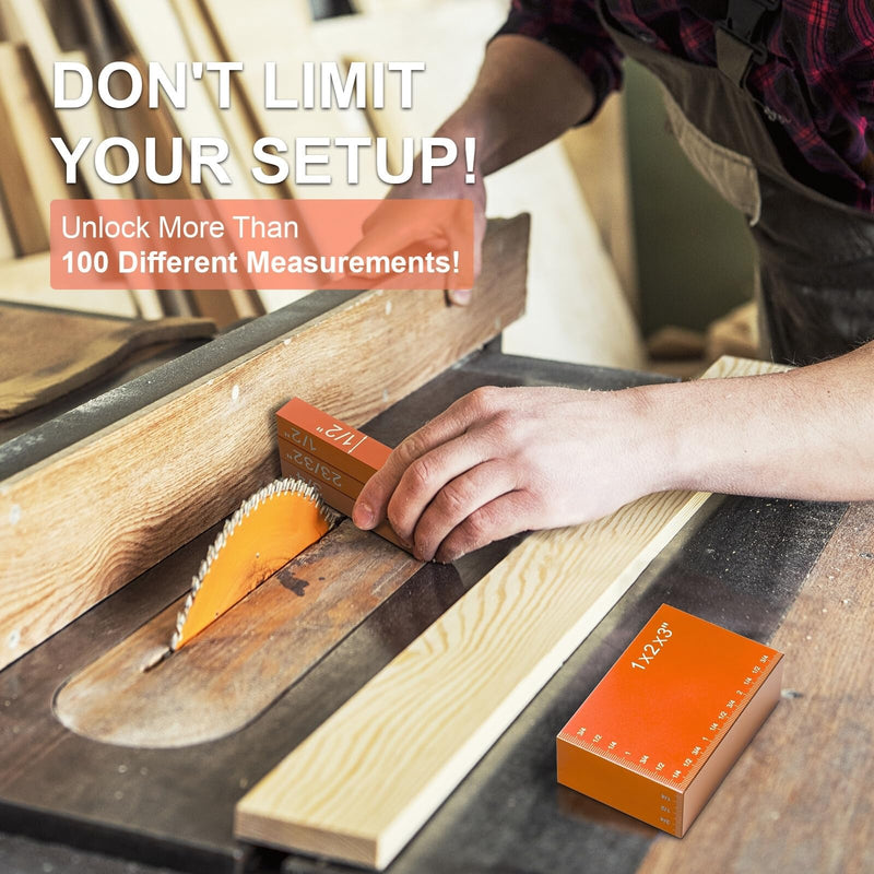 Setup Blocks-15 Pcs Aluminum Precision Height Gauge Set for Router and Table Saw Woodworking Set Up Accessories,Orange Inch Orange