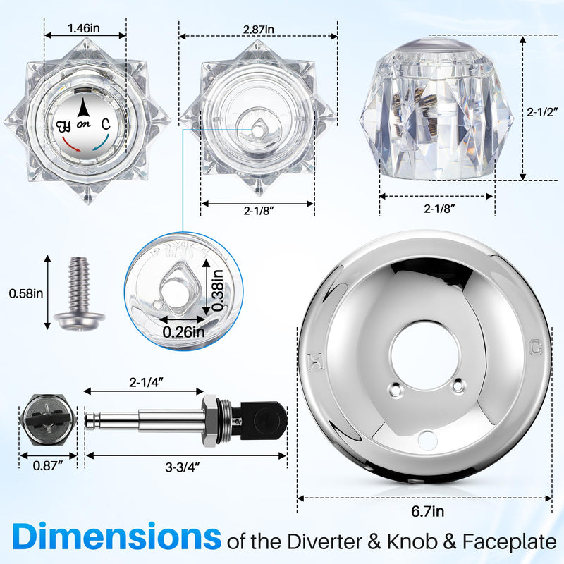 Shower Handle Renovation Repair Trim Kit Compatible with Delta RP6046, Single Handle Trim Kit Compatible with Delta 600 Series Shower Valve(Knob,Chrome) Chrome Knob