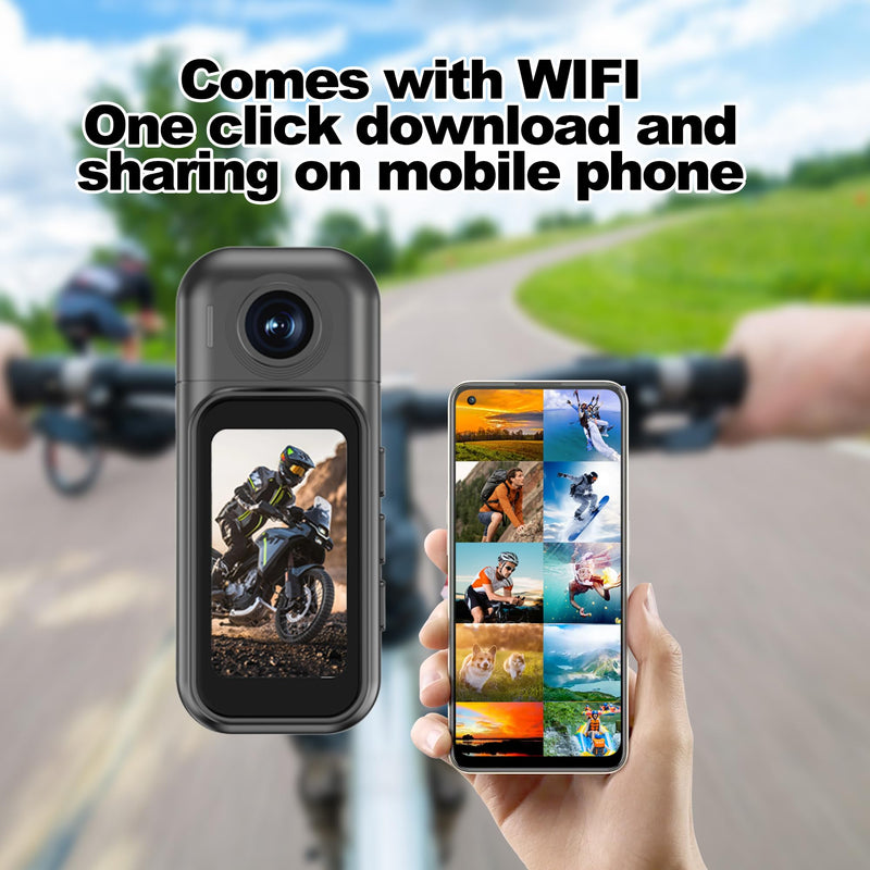 1080p Mini Body Camera with 64GB Card, 1.47" Touchscreen Wearable Thumb Camera, Magnetic Mount & 180° Rotating Lens for Vlogging Travel Sports Security