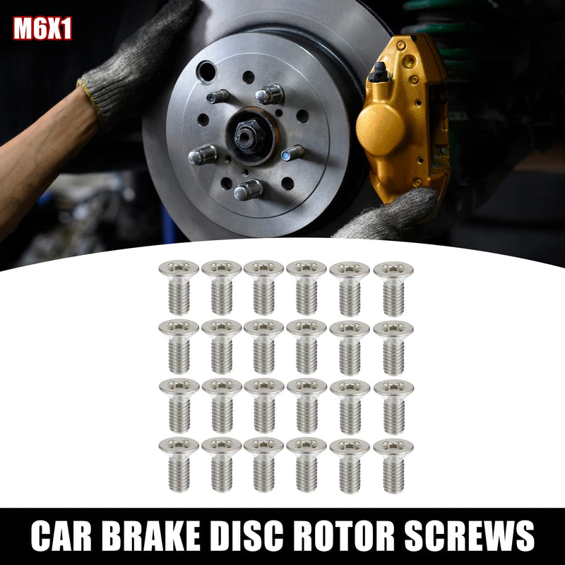 X AUTOHAUX 24pcs Stainless Steel Brake Disc Rotor Screws Front Rear Retaining Hardware Bolts Kit 93600-06014-0H 51741440 for Honda Accord Civic CRV 24