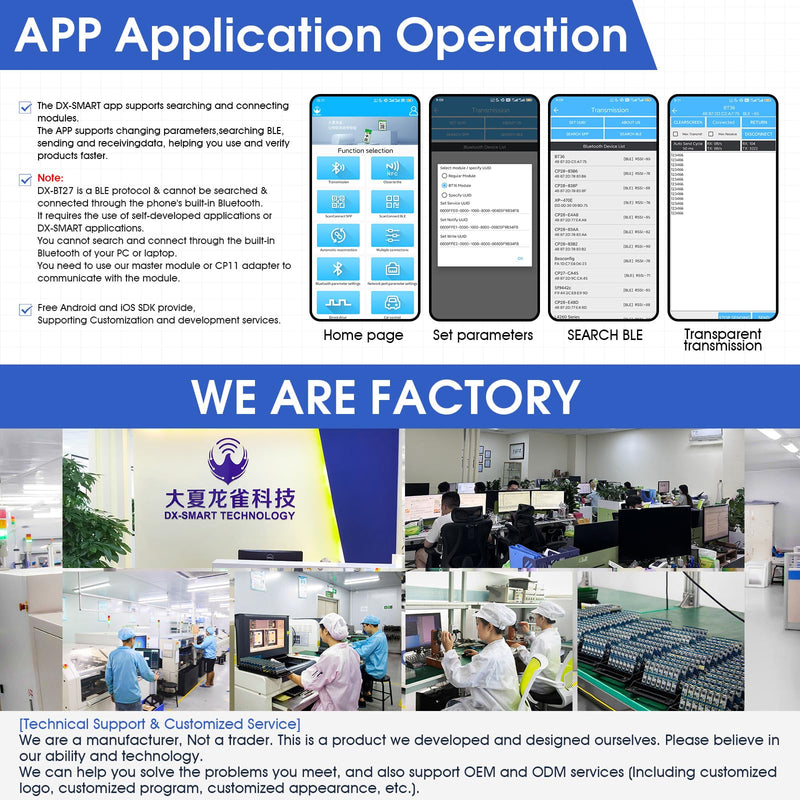 Pair of DX-BT27-A Bluetooth Module, BLE 5.1 for Arduino Master and Slave, Wireless Bluetooth RF Transceiver, Serial Communication, Pass Through Module, Compatible with Android/iOS