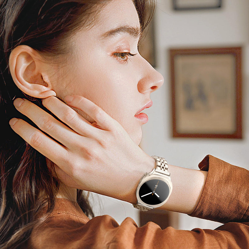 wipalor Slim Metal Band with Case for Samsung Galaxy Watch 9/8 Band 40mm | Slim Stainless Steel Sport Dressy Samsung Galaxy Watch 9/8 Bands 40mm, with Bumper Protective Cover Case for Women-Starlight Starlight Band+Starlight Case Galaxy Watch 9/8 40mm