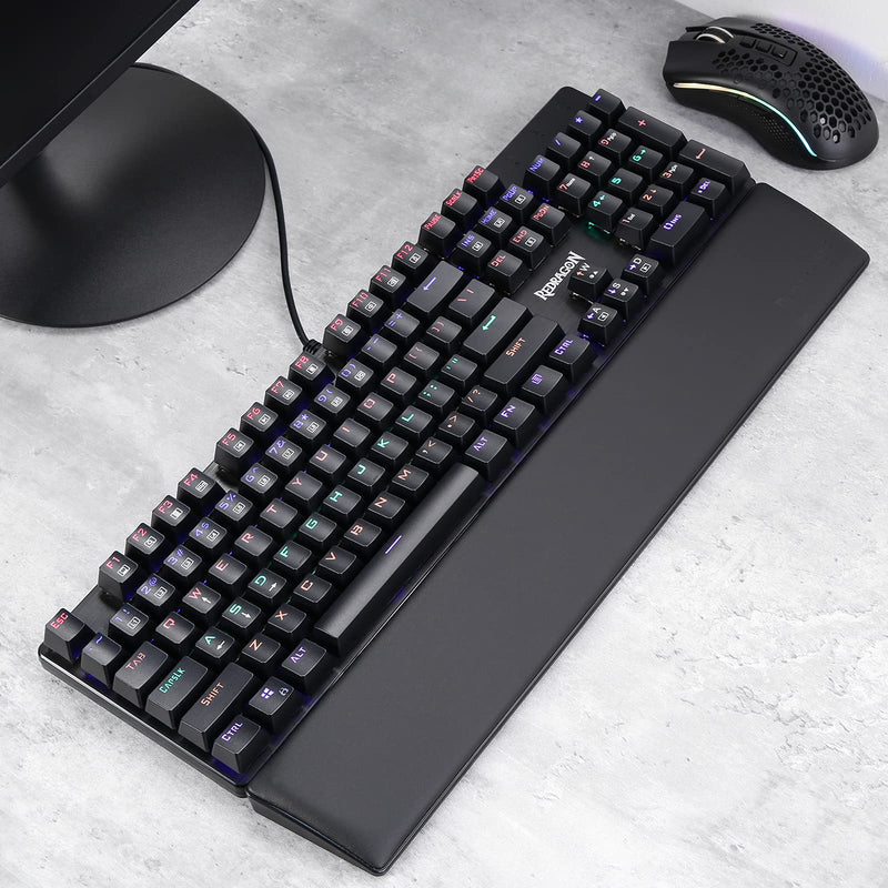 Redragon P037 Meteor L Computer Keyboard Wrist Rest Pad, Ergonomic Soft Memory Foam Wrist Support w/Anti-Slip Rubber Base, 100% 104 Keys Standard Size 17.12 x 2.87 in, 0.78 inch (20mm) Height, Black 100% Standard