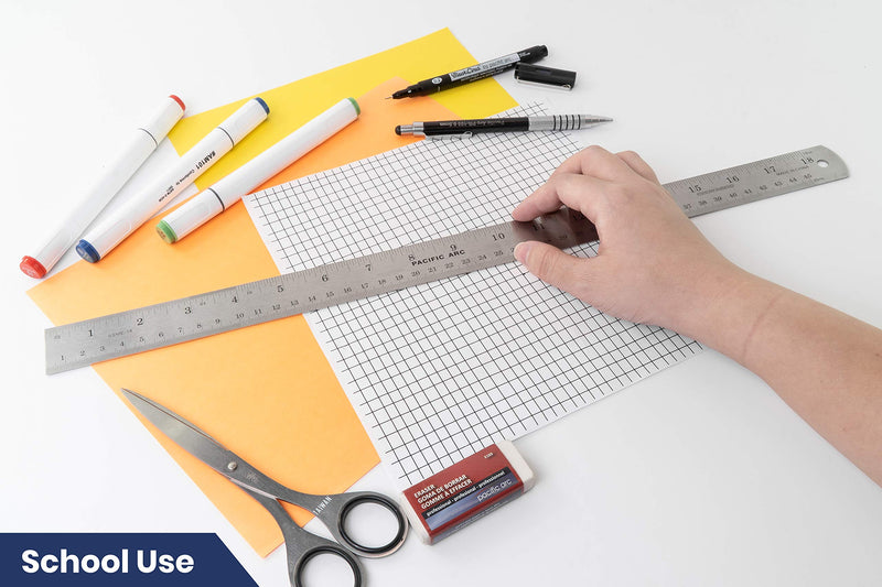 Pacific Arc 18 Inch Stainless Steel Ruler with Inch/Metric Conversion Table 18 In